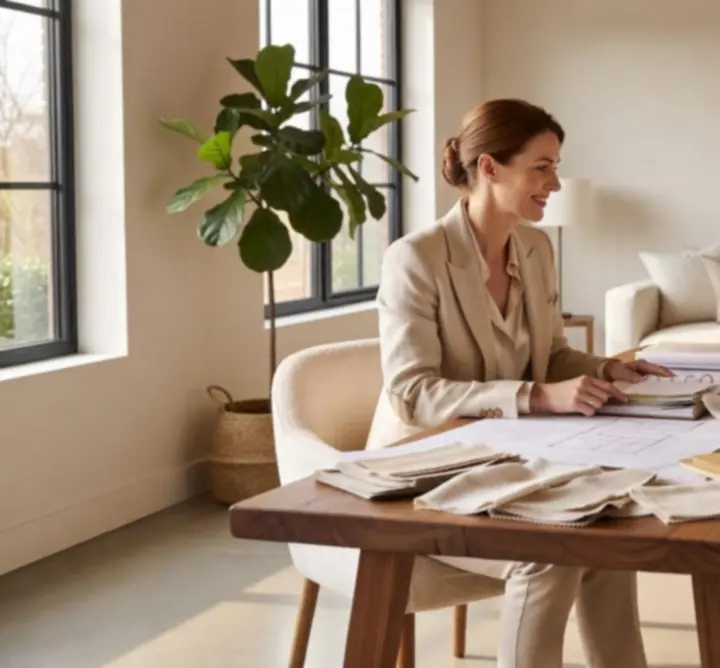 Ekspert HomeDecorr omawiający projekt wnętrza z klientem